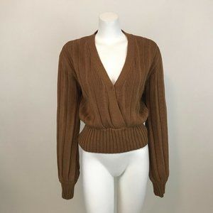 Astr the Label Evie V Neck Sweater Camel Color L